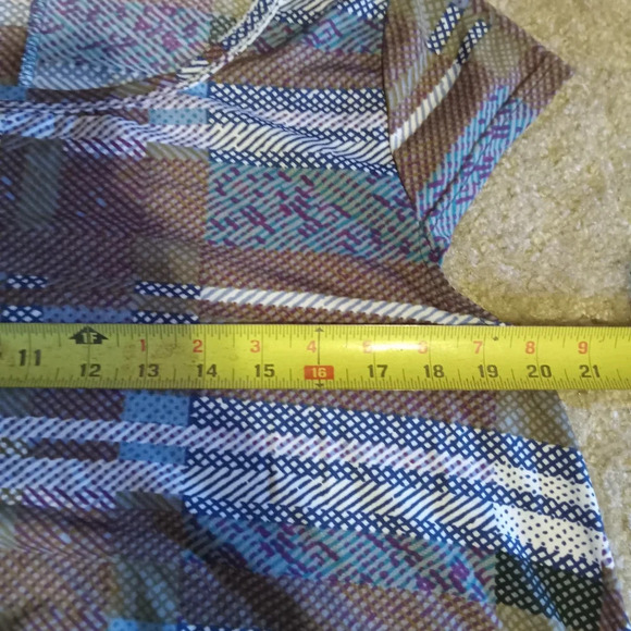 4/$15 Arianna by Howard's Plaid Tunic Dress Cap Sleeves Size S/M Pockets - Picture 6 of 7